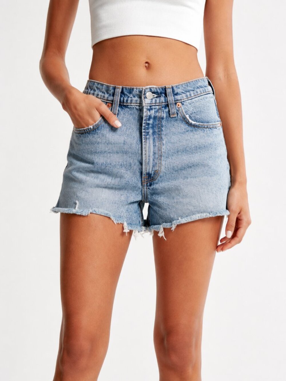 Abercrombie & Fitch Light Blue High-Rise Denim Cutoff Shorts